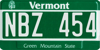 VT license plate NBZ454