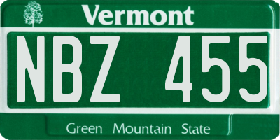 VT license plate NBZ455
