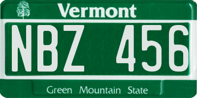 VT license plate NBZ456