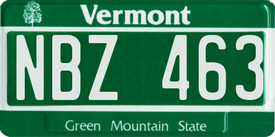VT license plate NBZ463