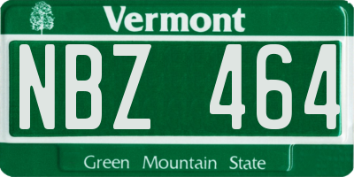 VT license plate NBZ464