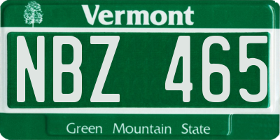 VT license plate NBZ465