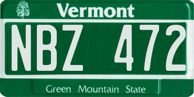 VT license plate NBZ472