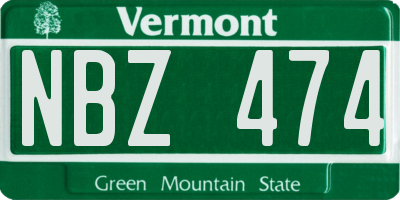 VT license plate NBZ474