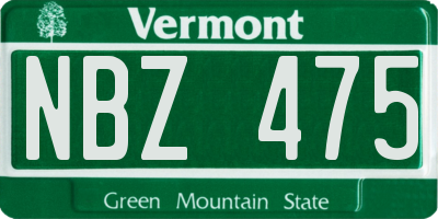 VT license plate NBZ475
