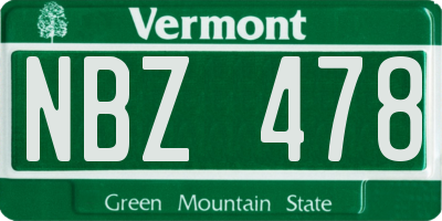 VT license plate NBZ478