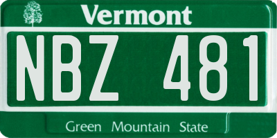 VT license plate NBZ481