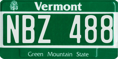 VT license plate NBZ488