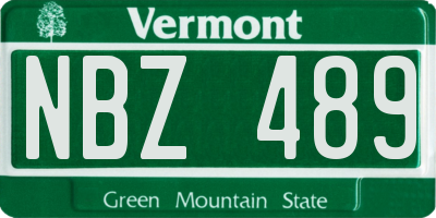 VT license plate NBZ489