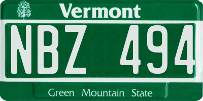 VT license plate NBZ494