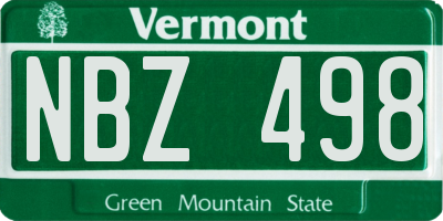 VT license plate NBZ498