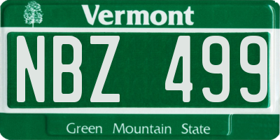 VT license plate NBZ499