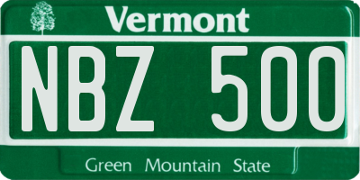 VT license plate NBZ500