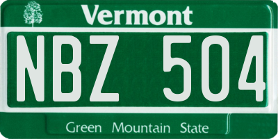 VT license plate NBZ504