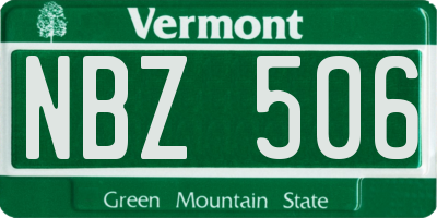 VT license plate NBZ506