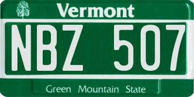 VT license plate NBZ507