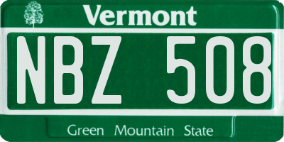 VT license plate NBZ508
