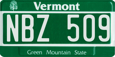 VT license plate NBZ509