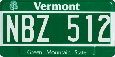 VT license plate NBZ512