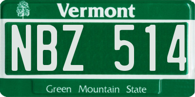 VT license plate NBZ514