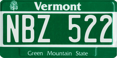 VT license plate NBZ522