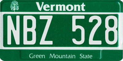VT license plate NBZ528