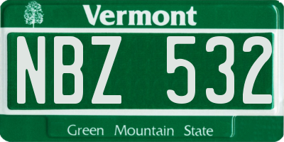 VT license plate NBZ532