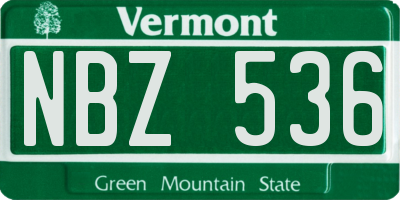 VT license plate NBZ536