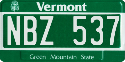 VT license plate NBZ537