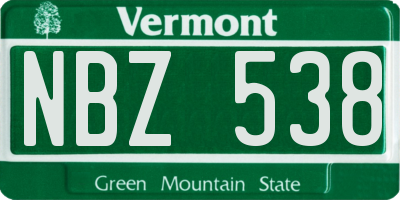VT license plate NBZ538