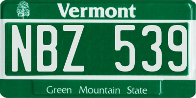 VT license plate NBZ539