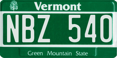 VT license plate NBZ540
