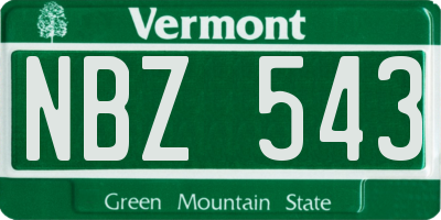 VT license plate NBZ543