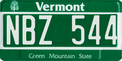 VT license plate NBZ544