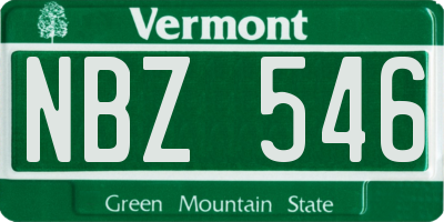 VT license plate NBZ546