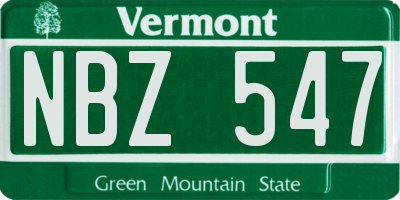 VT license plate NBZ547