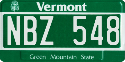 VT license plate NBZ548