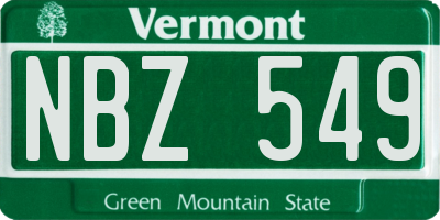VT license plate NBZ549