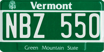 VT license plate NBZ550