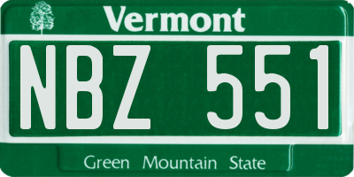 VT license plate NBZ551