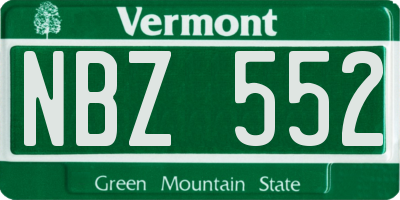 VT license plate NBZ552