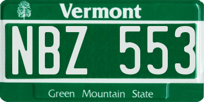 VT license plate NBZ553