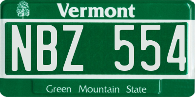 VT license plate NBZ554