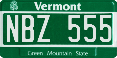 VT license plate NBZ555