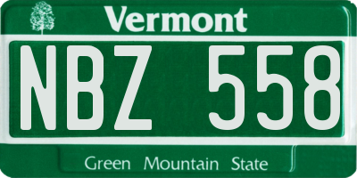 VT license plate NBZ558