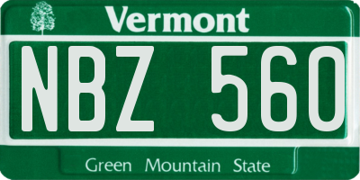 VT license plate NBZ560