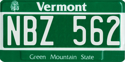 VT license plate NBZ562