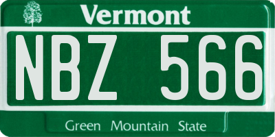 VT license plate NBZ566