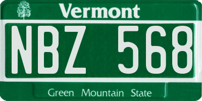 VT license plate NBZ568