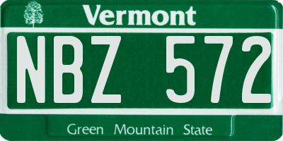 VT license plate NBZ572
